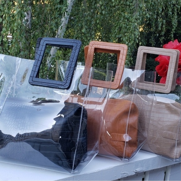 2 n 1 Clear Tote Bag with Croc Effect - Picture 4 of 8